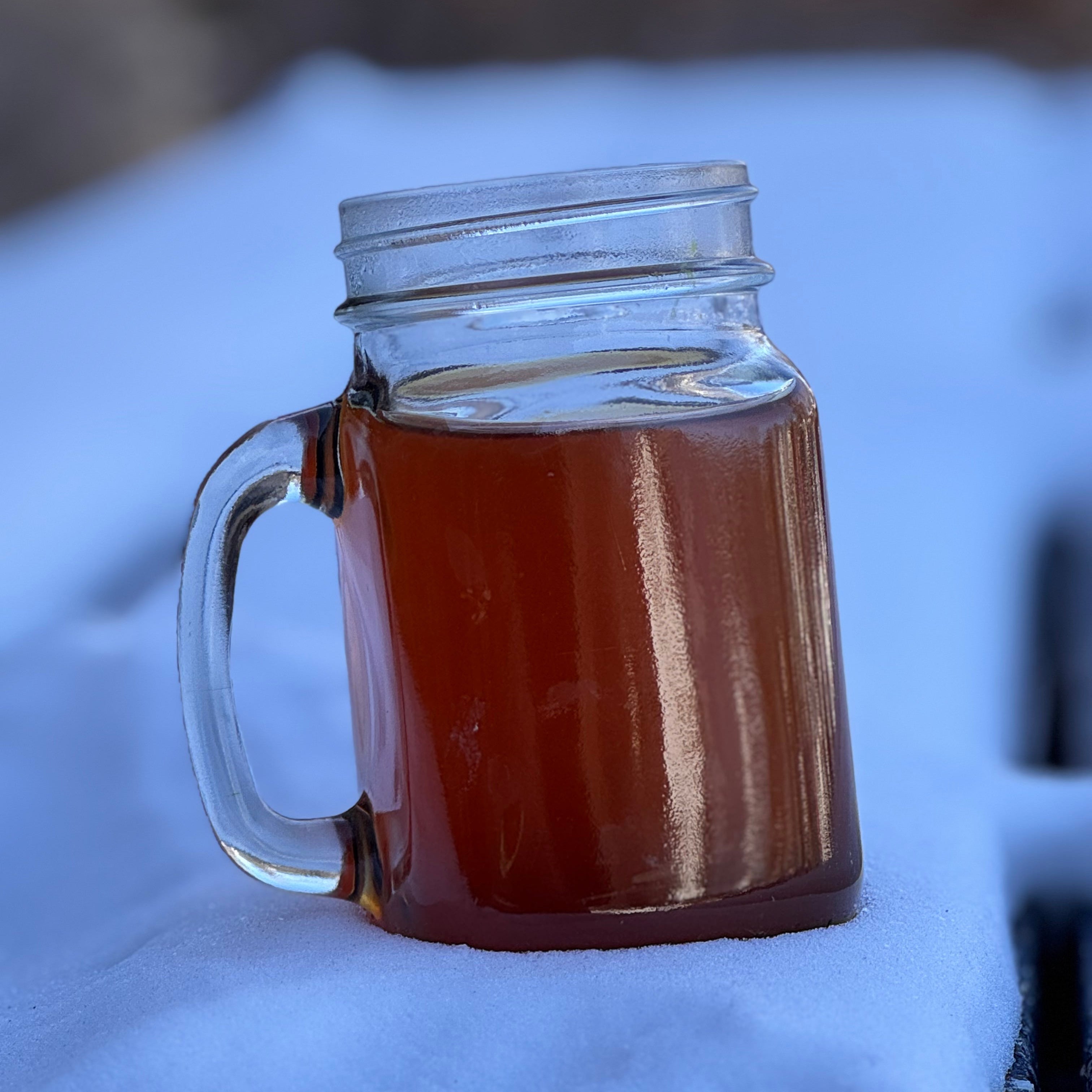 Cacao tea on snow
